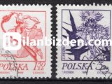 POLONYA 1974 DAMGALI ÇİÇEK ÇİZİMLERİ SERİSİ