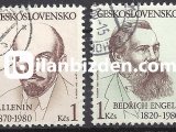 ÇEKOSLAVAKYA 1980 DAMGALI ENGELS’İN DOĞUMUNUN 160. YILI VE LENİN’İN DOĞUMUNUN 110.YILI SERİSİ