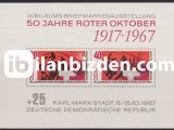 ALMANYA (DOĞU) 1967 DAMGASIZ YIKANMIŞ KASIM DEVRİMİNİN 50. YILI BLOKU 10 ADET