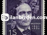 AVUSTURYA 1962 DAMGASIZ JOHANN NEPOMUK NESTROY'UN ÖLÜMÜNÜN 100. YILI SERİSİ