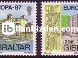 GİBRALTAR 1987 DAMGASIZ AVRUPA CEPT SERİSİ
