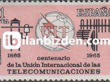 İSPANYA 1965 DAMGASIZ ULUSLAR ARASI TELEKOMÜNİKASYON BİRLİĞİ’NİN 100.YILI SERİSİ