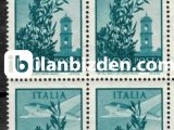 İTALYA 1955 DAMGASIZ ROMA ÜZERİNDE UÇAK DÖRTLÜ BLOK SERİ
