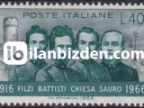 İTALYA 1966 DAMGASIZ DÖRT İTALYAN VATANSEVERİNİN AVUSTURYALILAR TARAFINDAN İNFAZININ 50. YILI SERİSİ
