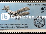 İTALYA 1967 DAMGASIZ İLK İTALYAN HAVA POSTASININ 50. YILI SERİSİ