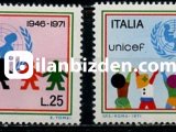 İTALYA 1971 DAMGASIZ UNİCEF’İN 25. YILI SERİSİ