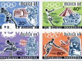 RWANDA  1968 DAMGASIZ   MEXICO 1968 XIX. OLMPİYAT OYUNLARI SERİSİ